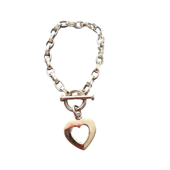 Silpada Heart Charm Chainlink Toggle Bracelet - Picture 1 of 8